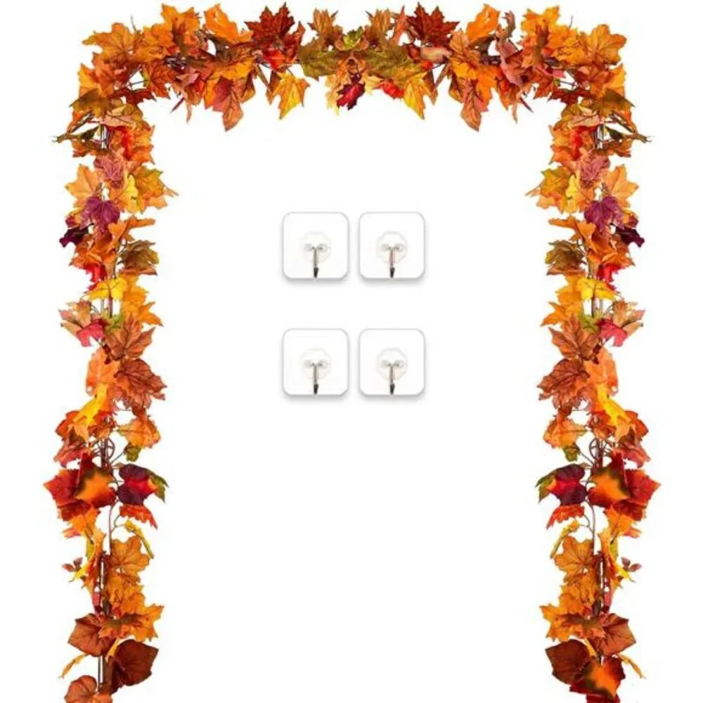 2-Pack Fall‎ Garland, 5.9ft Maple Leaf Vine for Autumn & Thanksgiving Decor